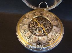 Antique Silver Dutch Verge Fusee Pocket Watch / Date & Chatelaine 1700's