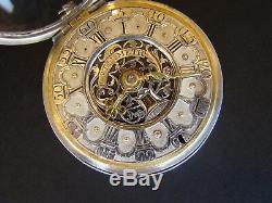 Antique Silver Dutch Verge Fusee Pocket Watch / Date & Chatelaine 1700's