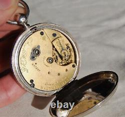 Antique Silver Early A. W. Co. Waltham 7 Jewel. Pocket Watch. Size 14. 1876