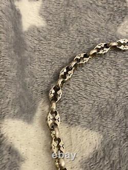 Antique Silver Fancy Link Pocketwatch Chain Complete With Fob 40.5cm 26.8 Grams