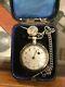 Antique Silver French Fusee Verge Pocket Watch With Box Chain Key Wind