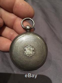 Antique Silver Fusee Pocket Watch 1856 Key Wind