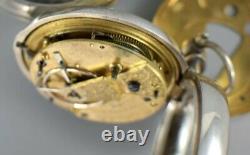 Antique Silver Pair Cased Fusee Pocket Watch 1887 Requires Attention