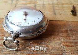 Antique Silver Pair Cased Fusee Pocket Watch Circa 1786