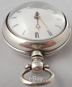 Antique Silver Pair Cased Verge Pocket Watch HM London 1818 Working order