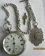 Antique Silver Pocket Watch And Graduated Albert Silver Chain With Fob