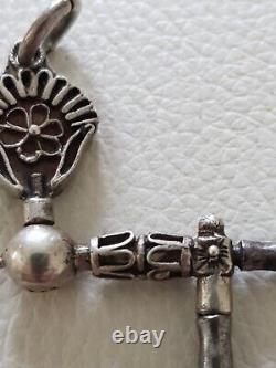 Antique Silver Pocket Watch Double Crank key
