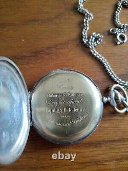 Antique Silver Pocket Watch With Chain. WORKING