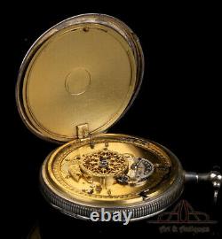 Antique Silver Quarter Repeater Pocket Watch. France, 1820