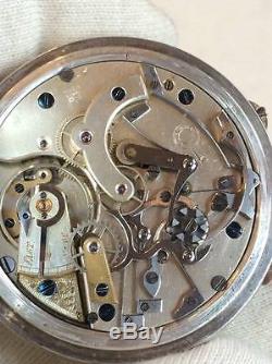 Antique Silver Split Second Chronograph Rattrapante Pocket Watch Horse Racing