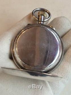Antique Silver Split Second Chronograph Rattrapante Pocket Watch Horse Racing