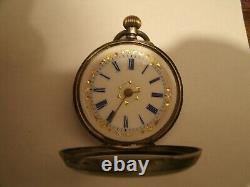 Antique Silver Swiss Ladies Pocket Watch. Three Bears. 1888-1914. 0.935 Silver