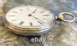 Antique Silver old Cylindre pocket watch 4 Jewels
