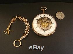 Antique Skeletonized Quarter Repeating Carillon18k Gold Verge FUSEE Pocket Watch