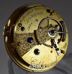 Antique Small Silver English Fusee Lever Pocket Watch Calderwood, London c. 1876
