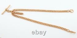 Antique Solid 9Ct Rose Gold Double Albert Watch Chain 15 1/2'