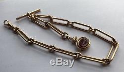 Antique Solid 9ct 9k Solid Gold Paperclip Link Albert Watch Chain Swivel Fob 21g