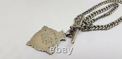 Antique Solid Silver Albert Pocket Watch Chain With Fob 28.1 G