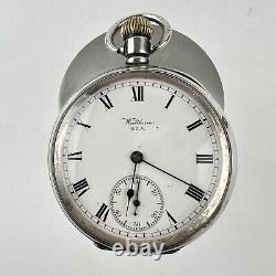 Antique Solid Silver Cased American Waltham USA Traveler Pocket Watch 5cm Workin