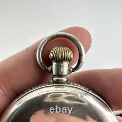 Antique Solid Silver Cased American Waltham USA Traveler Pocket Watch 5cm Workin