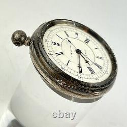 Antique Solid Silver Cased Chronograph Pocket Watch 58mm 1891 41491