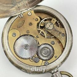 Antique Solid Silver Cased Top Winding Buren Pocket Watch 5cm 1910 Working