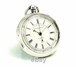 Antique Solid Silver Centre Seconds Fusee Chronograph Pocket Watch 1889