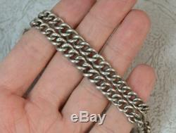 Antique Solid Silver Double Albert Pocket Watch Chain Necklace