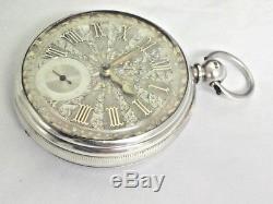 Antique Solid Silver Face And Case English Fusee Pocket Watch 1874 Stunning