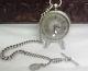 Antique Solid Silver Fusee Pocket Watch Silver Face 1876 & Albert Chain & Fob