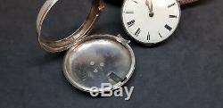 Antique Solid Silver Gentleman's Verge Fusee Pair Case Pocket Watch