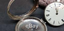 Antique Solid Silver Gentleman's Verge Fusee Pair Case Pocket Watch