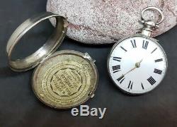 Antique Solid Silver Gentleman's Verge Fusee Pair Case Pocket Watch Not Work