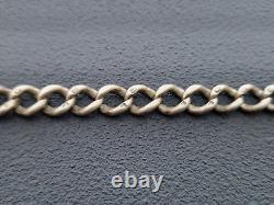 Antique Solid Silver Hallmarked Single Albert Watch Chain And Lucky Coin Fob 1