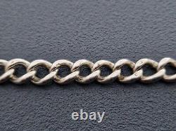 Antique Solid Silver Hallmarked Single Albert Watch Chain And Silver Fob 2