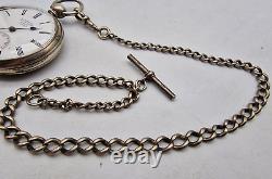Antique Solid Silver J. Schuler London Pocket & Solid Silver Chain Watch /l031