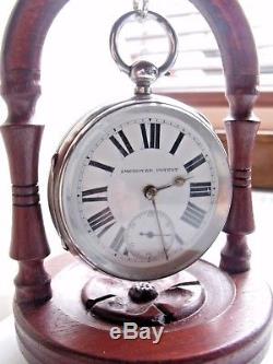 Antique Solid Silver Large Fusee Pocket Watch Improved Patent 1895