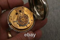 Antique Solid Silver London 1853 Pair Cased Pocket Watch For Spares Or Repair