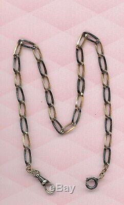 Antique Solid Silver Niello And Vermeil Gold Pocket Watch Chain Seal 800