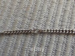 Antique Solid Silver Pocket Watch Chain, graduated links, stamped every link