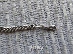 Antique Solid Silver Pocket Watch Chain, graduated links, stamped every link