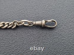 Antique Solid Silver Single Albert Watch Chain And 1931 Silver One Shilling Fob