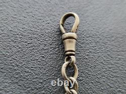 Antique Solid Silver Single Albert Watch Chain And Fob Long Heavy