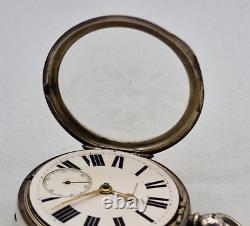 Antique Solid Silver Sunderland Fusee Pocket Watch 53 Mm. /l019