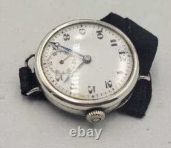 Antique Solid Silver White Dial Manual Wind Trenct Man's Watch /g083