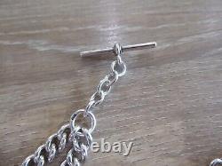 Antique Solid Sterling Silver Double Albert Pocket Watch Chain