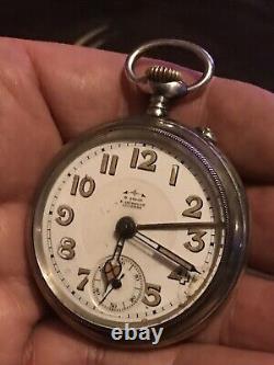 Antique Solid Sterling Silver Novelty Extremely? Rare Eterna Alarm Pocket Watch
