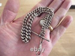 Antique Solid Sterling Silver Single Albert Pocket Watch Chain