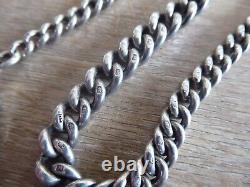 Antique Solid Sterling Silver Single Albert Pocket Watch Chain & Georgian Fob