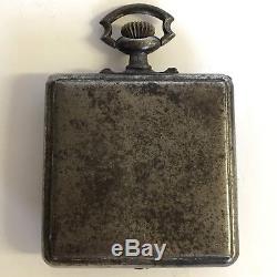 Antique Steel Cased Hebdomas Type 8 Day Pocket Watch Square Brevet Case